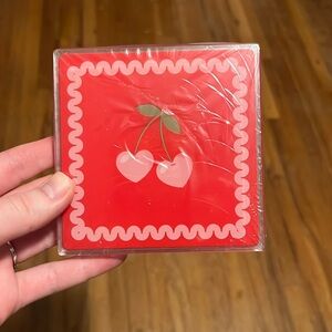 🍒💕4 Pack Cherry Heart Coasters💕🍒